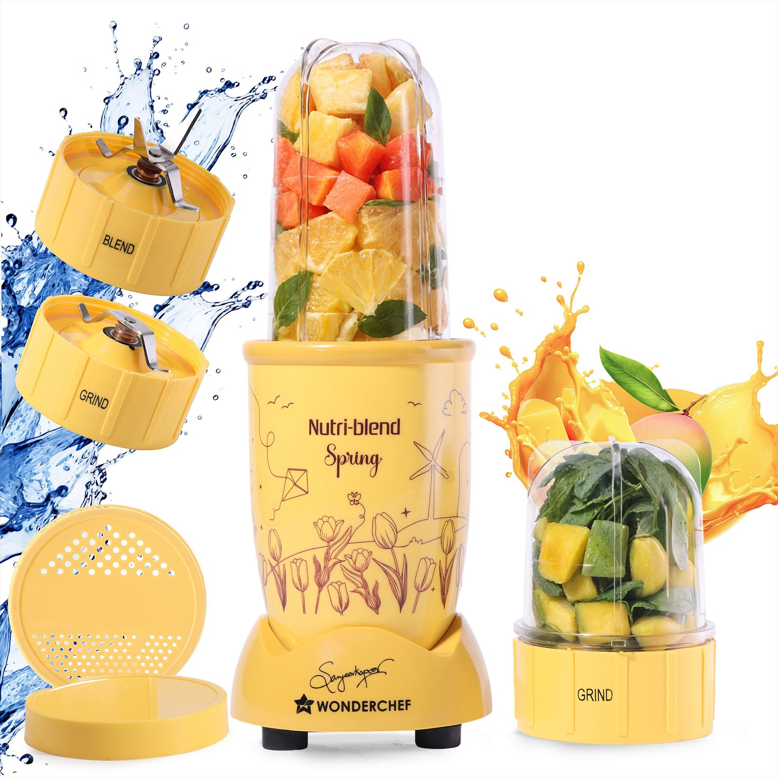 WONDERCHEF Nutri-blend Spring 500 Watt 2 Jars Mixer Grinder Blender (22000 RPM, 100% Copper Motor, Yellow) WONDERCHEF Nutri-blend Spring 500 Watt 2 Jars Mixer Grinder Blender (22000 RPM, 100% Copper Motor, Yellow)_4