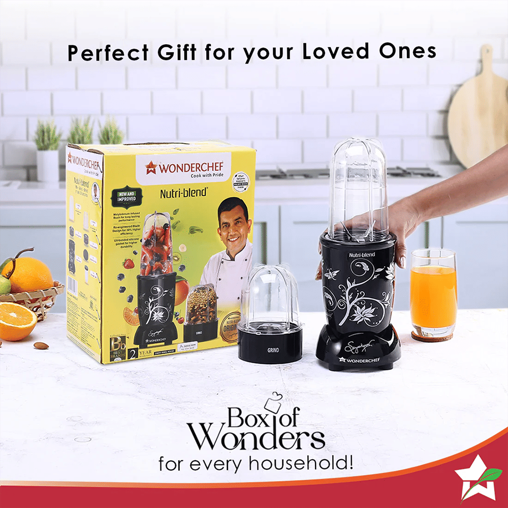 WONDERCHEF Nutri-blend 500 Watt 2 Jars Mixer Grinder Blender (22000 RPM, Powerful Motor, Black) WONDERCHEF Nutri-blend 500 Watt 2 Jars Mixer Grinder Blender (22000 RPM, Powerful Motor, Black)_12