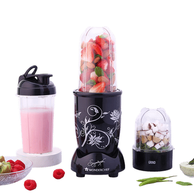 WONDERCHEF Nutri-blend 500 Watt 3 Jars Mixer Grinder Blender (22000 RPM, Powerful Motor, Black)