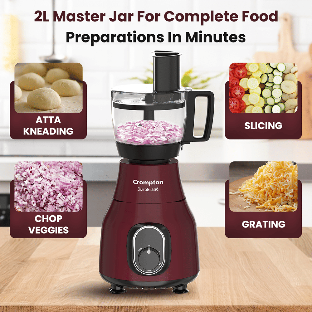 Crompton Duro Grand Plus 750 Watt Food Processors with 8 Blades (Red)_6