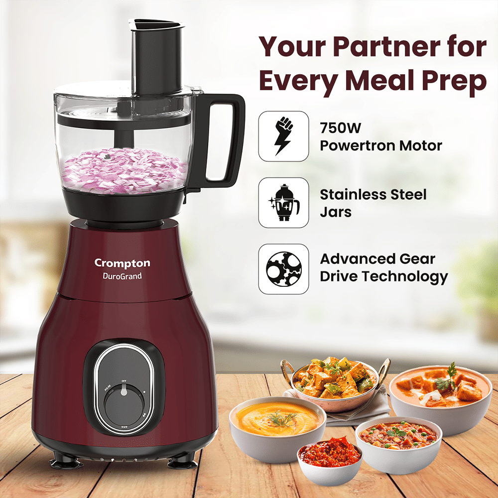 Crompton Duro Grand Plus 750 Watt Food Processors with 8 Blades (Red)_7