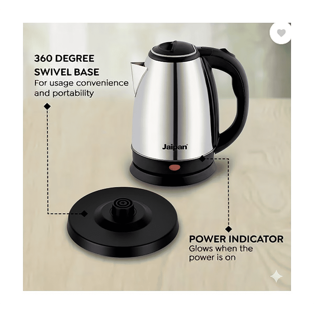 Jaipan 1500 Watt 1.8 Litre Electric Kettle with 360 Rotation Base (Silver)_6
