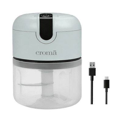 Croma 30 Watt Electric Vegetable & Fruits Chopper with 3 Blades (250ml ,White)