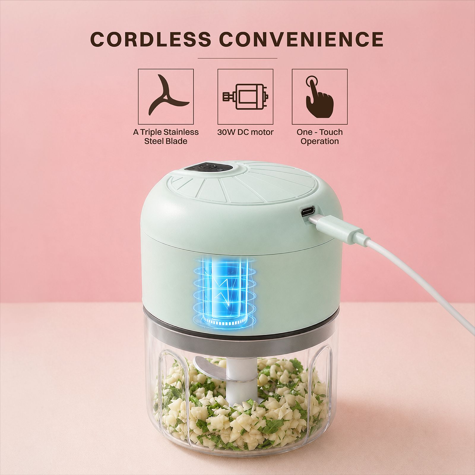 Croma 30 Watt Electric Vegetable & Fruits Chopper with 3 Blades (250ml ,White)_8