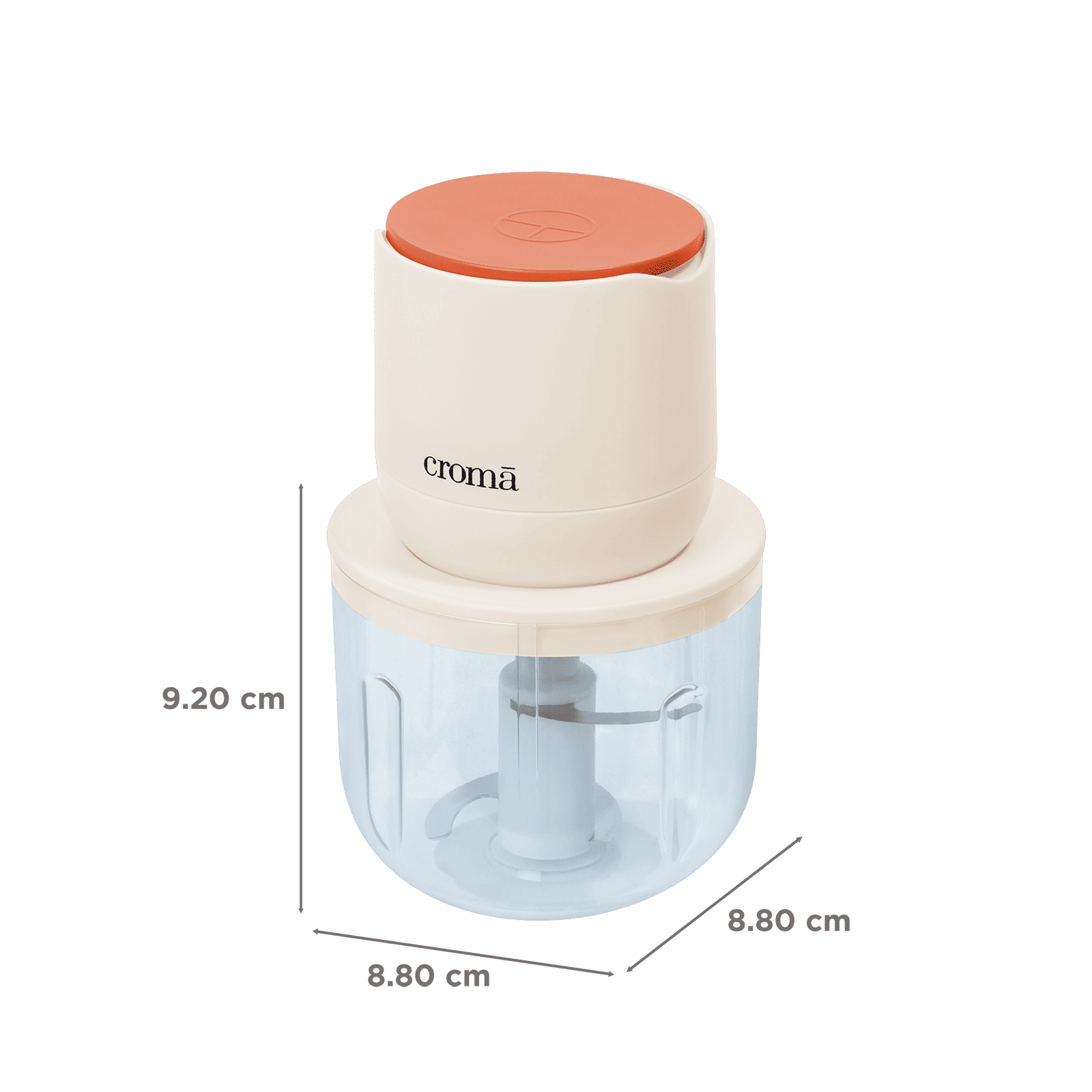 Croma 30 Watt Rechargeable Electric Vegetable & Fruit Chopper with 2 Blades (Beige)_3