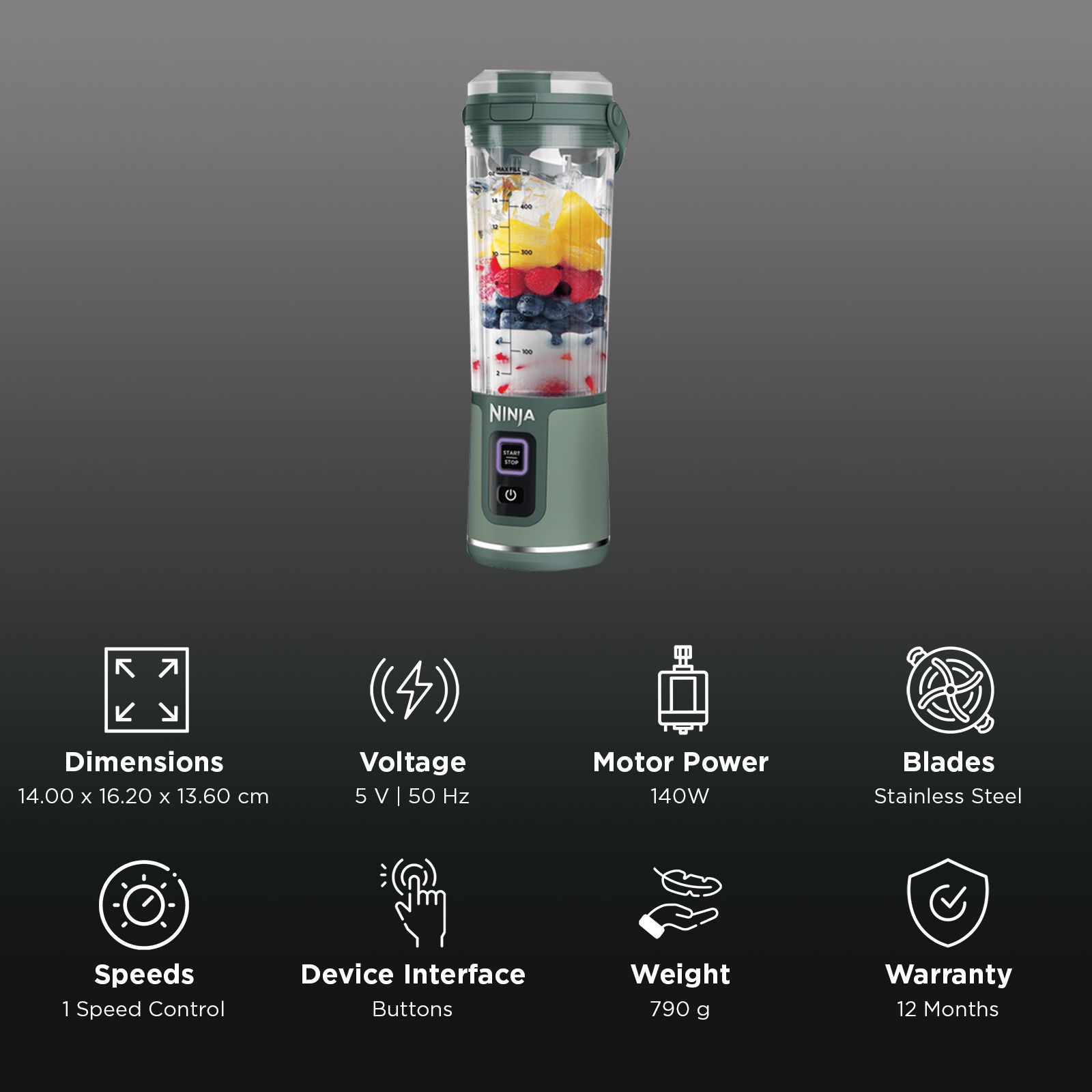 Ninja Blast Portable Blender with Rechargeable Battery (530ml, Green) Ninja Blast Portable Blender with Rechargeable Battery (530ml, Green)_3