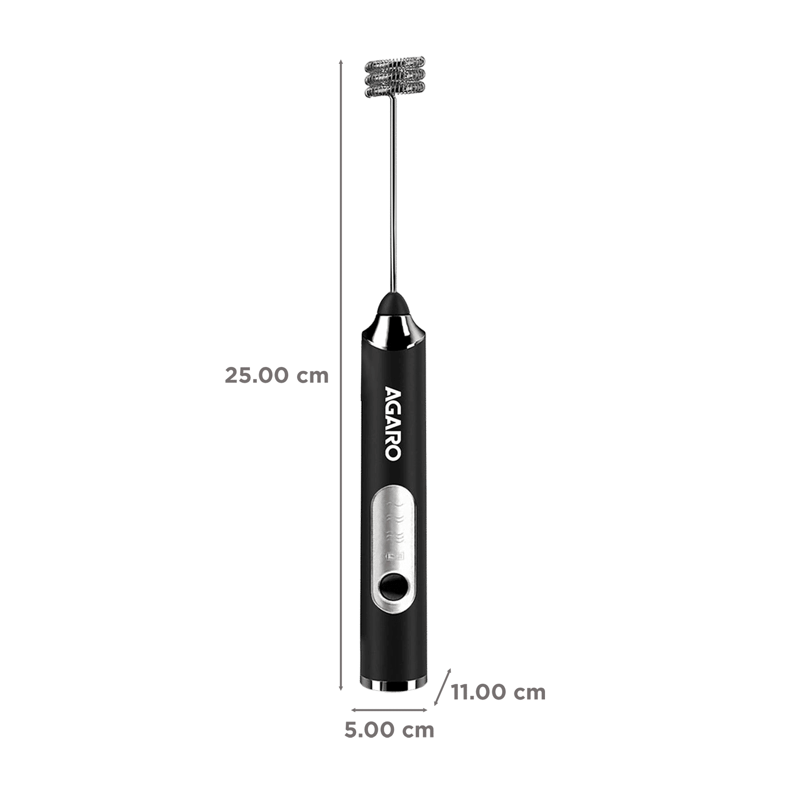 Agaro Royal 4 Watt 3 Speed Milk Frother with 2 Attachments (Rechargeable, Black)_3