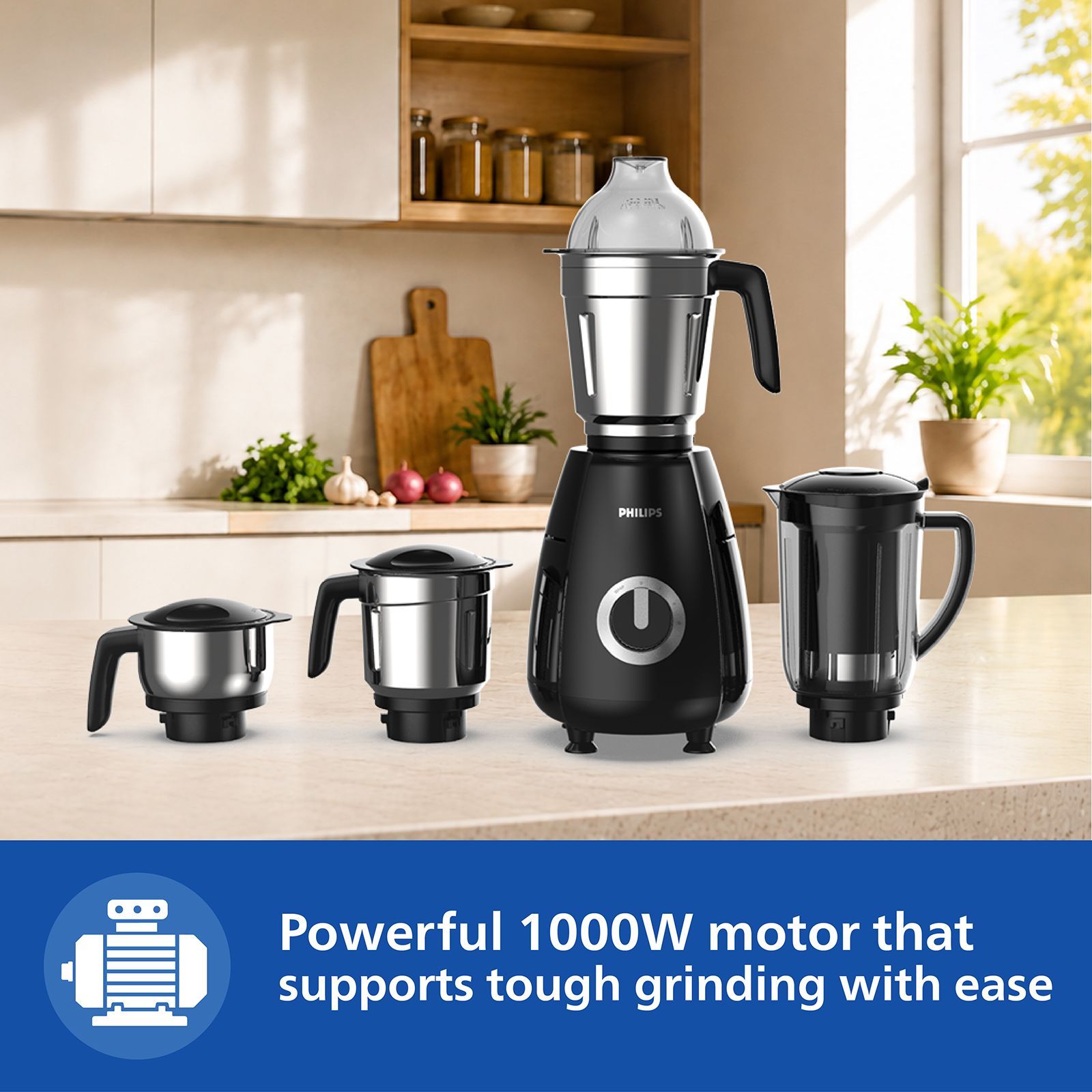 PHILIPS 1000 Watt 4 Jars Mixer Grinder (21000 RPM, Secure Lock Mechanism, Black) PHILIPS 1000 Watt 4 Jars Mixer Grinder (21000 RPM, Secure Lock Mechanism, Black)_4