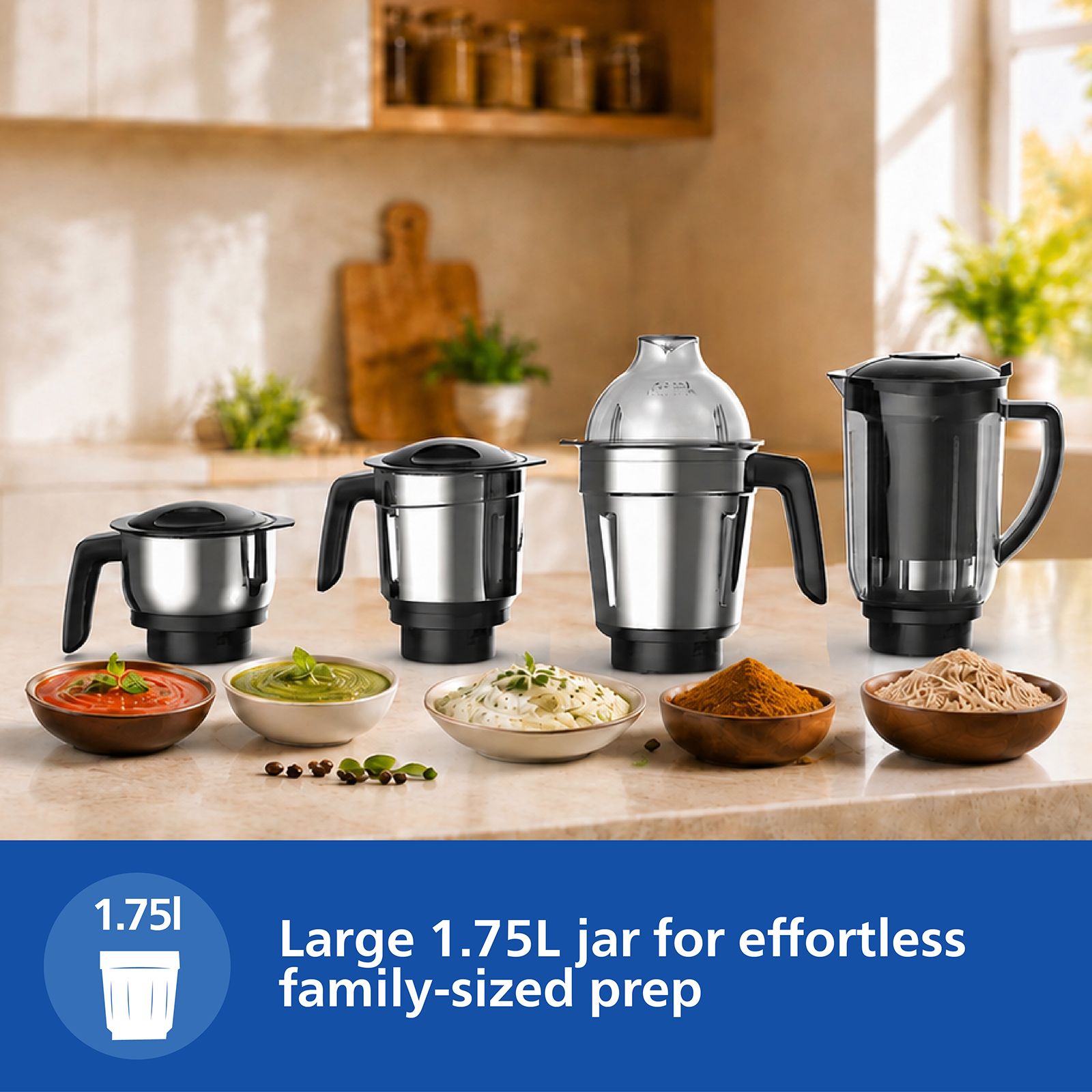 PHILIPS 1000 Watt 4 Jars Mixer Grinder (21000 RPM, Secure Lock Mechanism, Black) PHILIPS 1000 Watt 4 Jars Mixer Grinder (21000 RPM, Secure Lock Mechanism, Black)_5