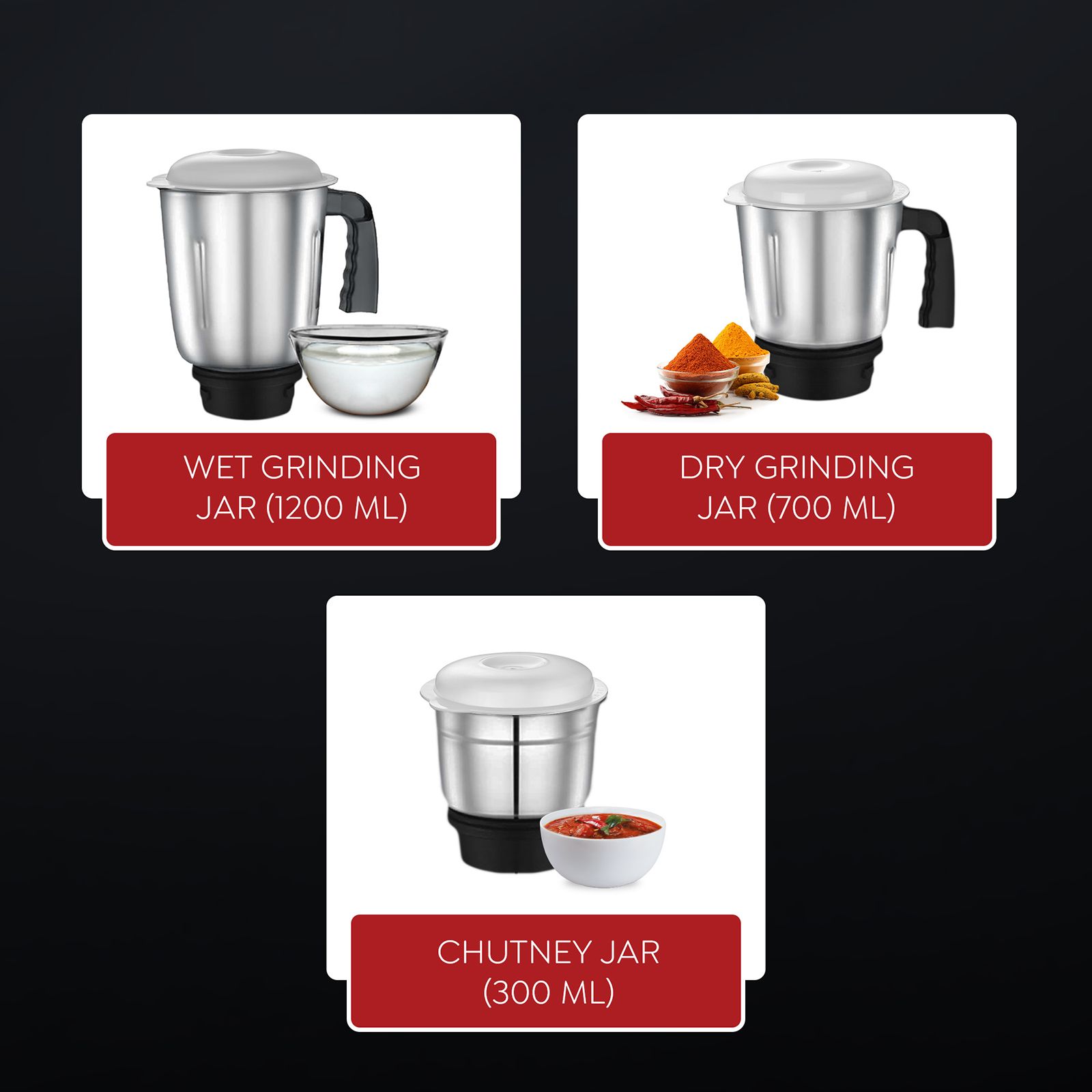 JUDGE By Prestige Comet 500 Watt 3 Jars Mixer Grinder (19000 RPM, Overload Protector, White)_5