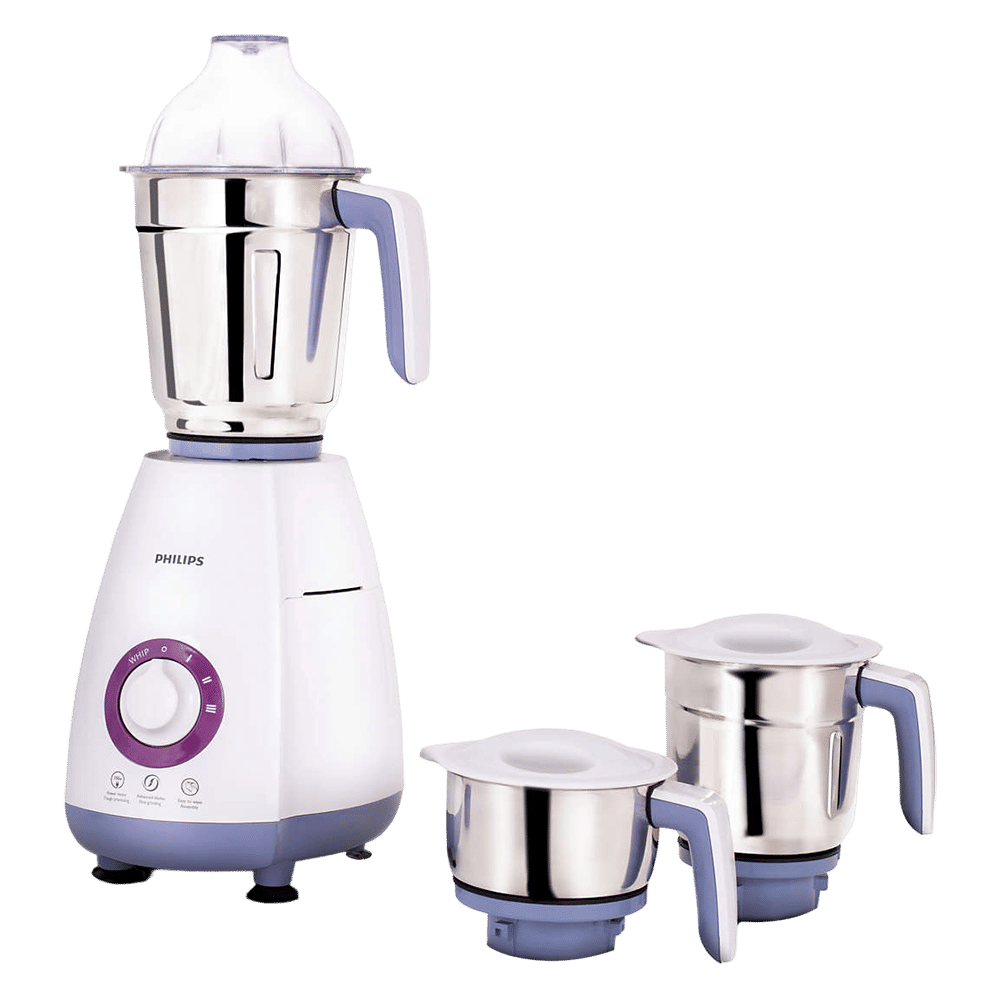 PHILIPS Viva Collection 750 Watt 3 Jars Mixer Grinder (19500 RPM, Auto Cut Off Protection, White/Blue)_1