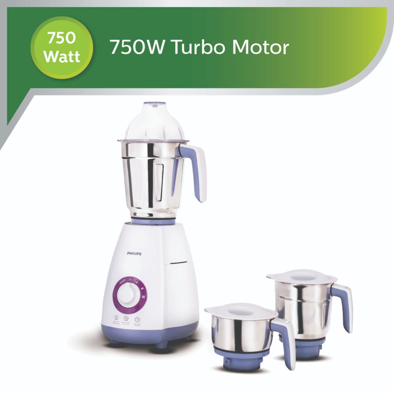 PHILIPS Viva Collection 750 Watt 3 Jars Mixer Grinder (19500 RPM, Auto Cut Off Protection, White/Blue)_14
