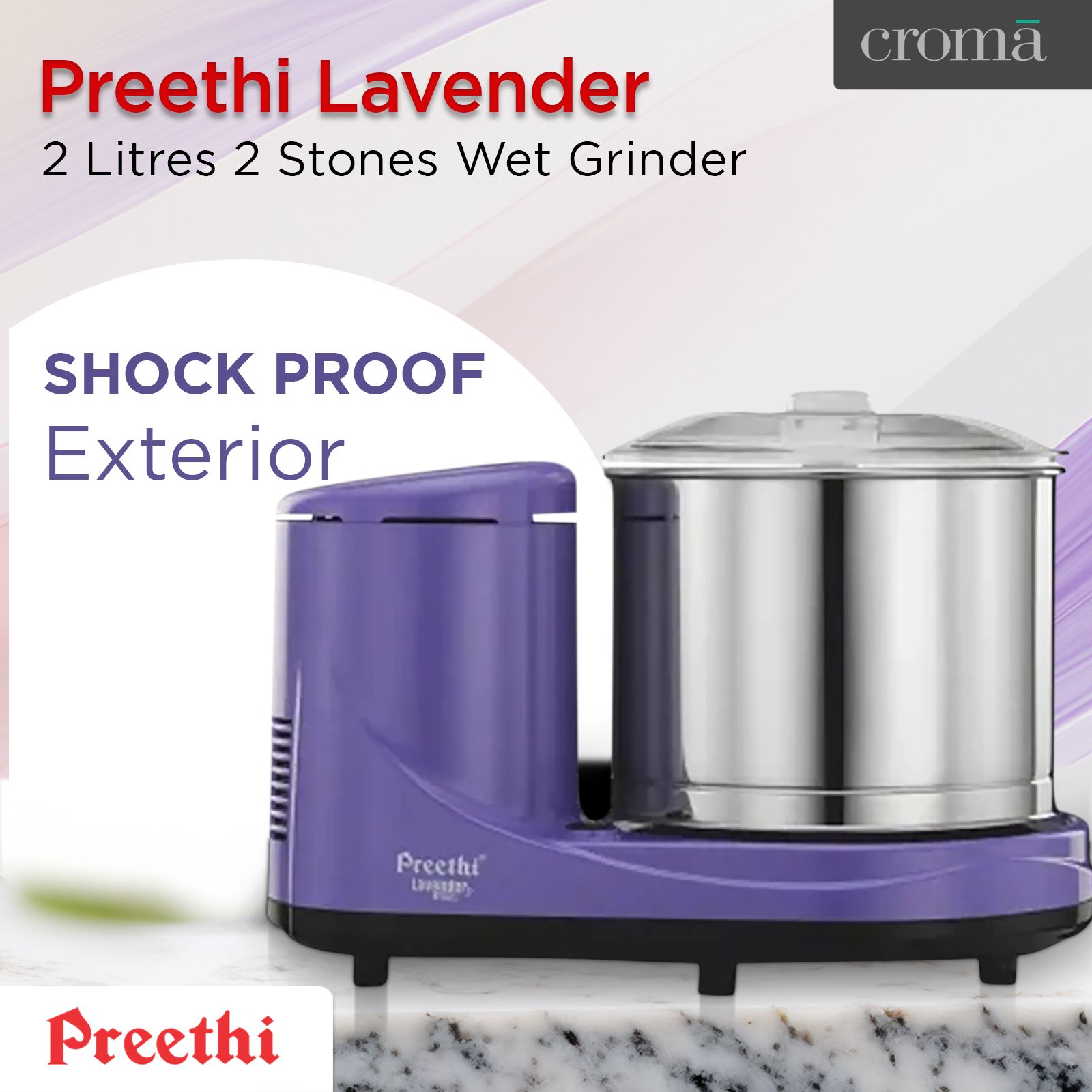 Preethi Lavender Grind 2 Litres 2 Stones Wet Grinder (Cool Touch Technology, Purple) Preethi Lavender Grind 2 Litres 2 Stones Wet Grinder (Cool Touch Technology, Purple)_11