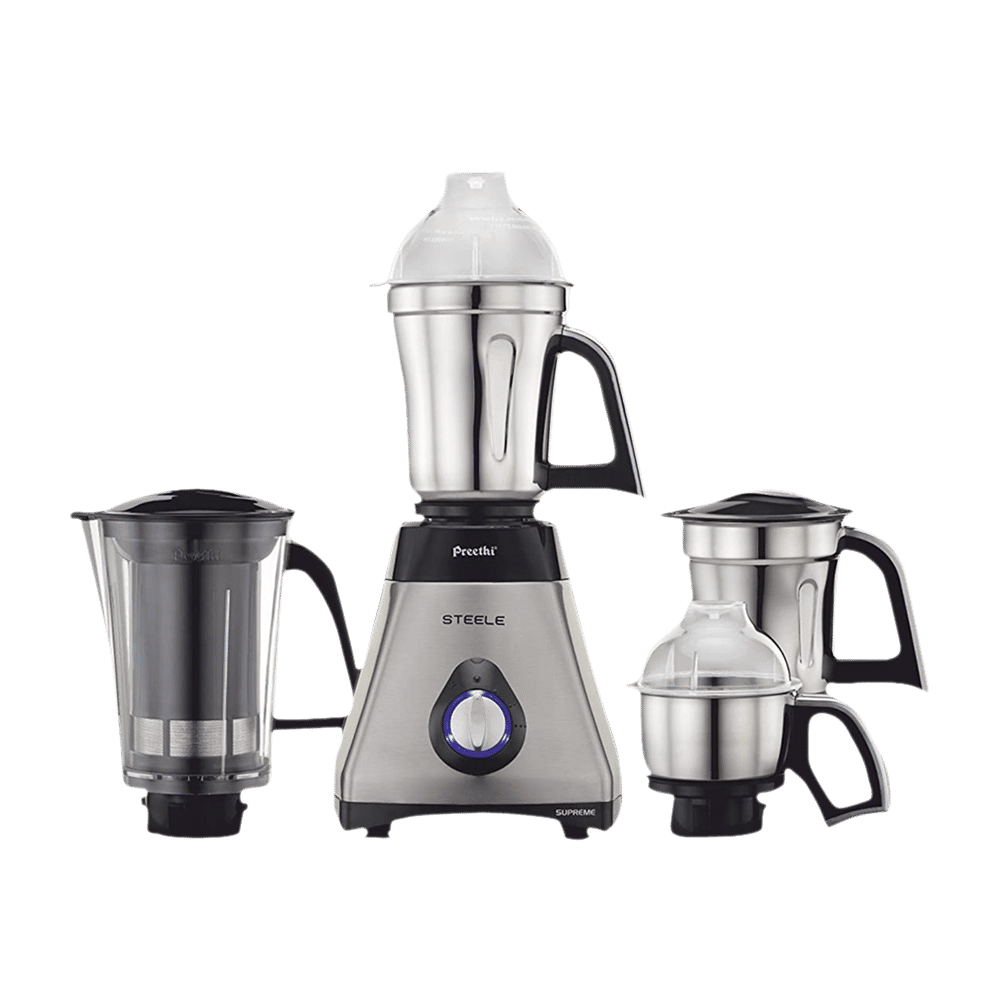 Preethi Steele Supreme 750 Watt 4 Jars Mixer Grinder (18000 RPM, Turbo Vent Technology, Grey) Preethi Steele Supreme 750 Watt 4 Jars Mixer Grinder (18000 RPM, Turbo Vent Technology, Grey)_1