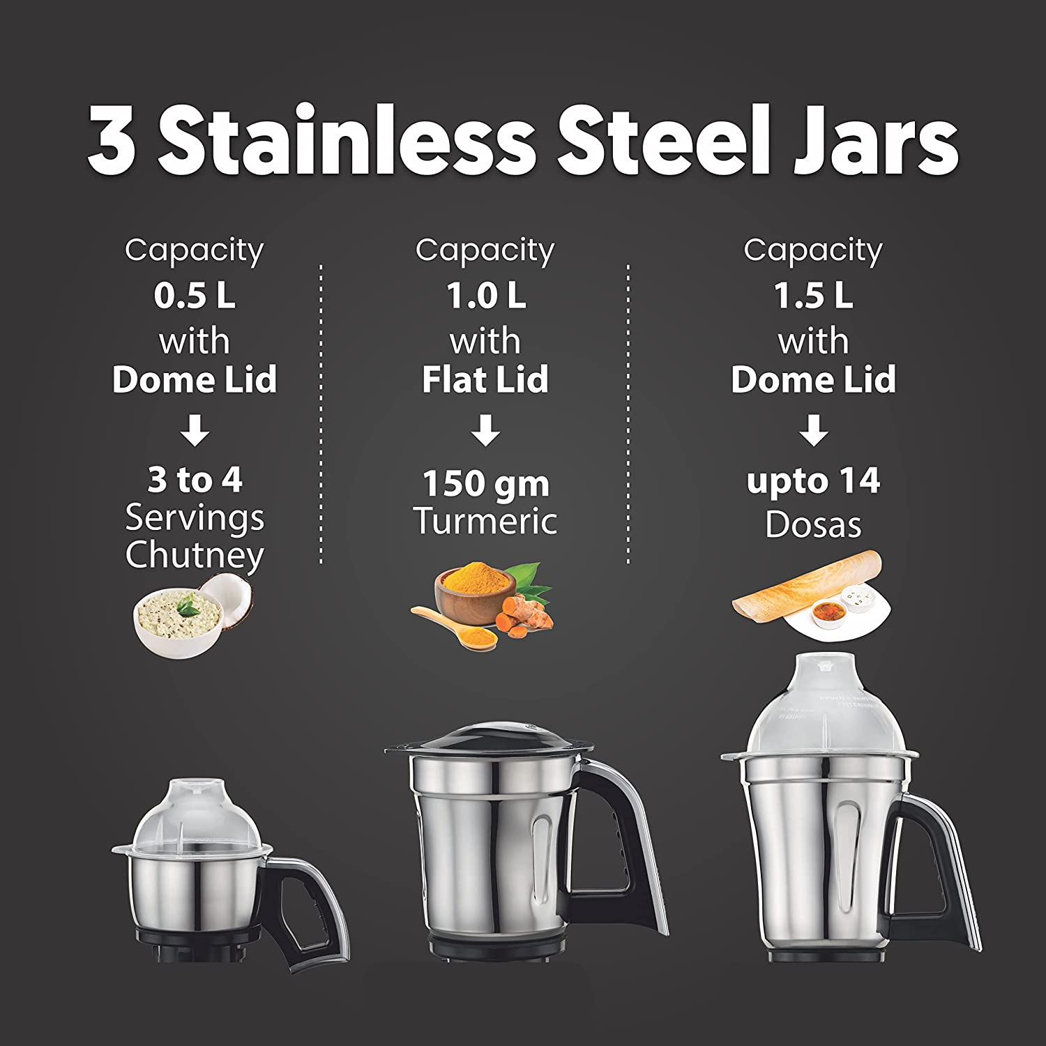 Preethi Steele Supreme 750 Watt 4 Jars Mixer Grinder (18000 RPM, Turbo Vent Technology, Grey) Preethi Steele Supreme 750 Watt 4 Jars Mixer Grinder (18000 RPM, Turbo Vent Technology, Grey)_14
