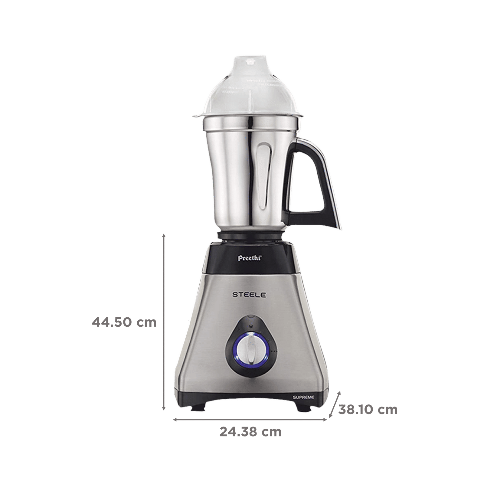 Preethi Steele Supreme 750 Watt 4 Jars Mixer Grinder (18000 RPM, Turbo Vent Technology, Grey) Preethi Steele Supreme 750 Watt 4 Jars Mixer Grinder (18000 RPM, Turbo Vent Technology, Grey)_3