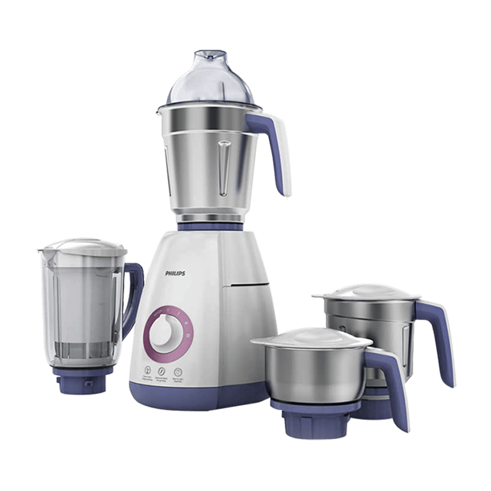 PHILIPS Viva Collection 750 Watt 4 Jars Mixer Grinder (19500 RPM, Auto Cut Off Protection, White/Blue)_1