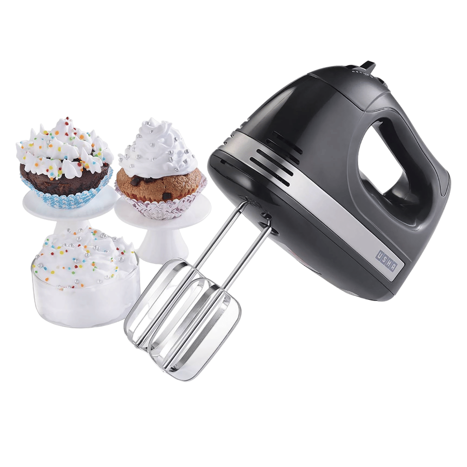 USHA HM 3732 300 Watt 5 Speed Hand Mixer with 2 Attachments (Turbo Setting, Black)_9