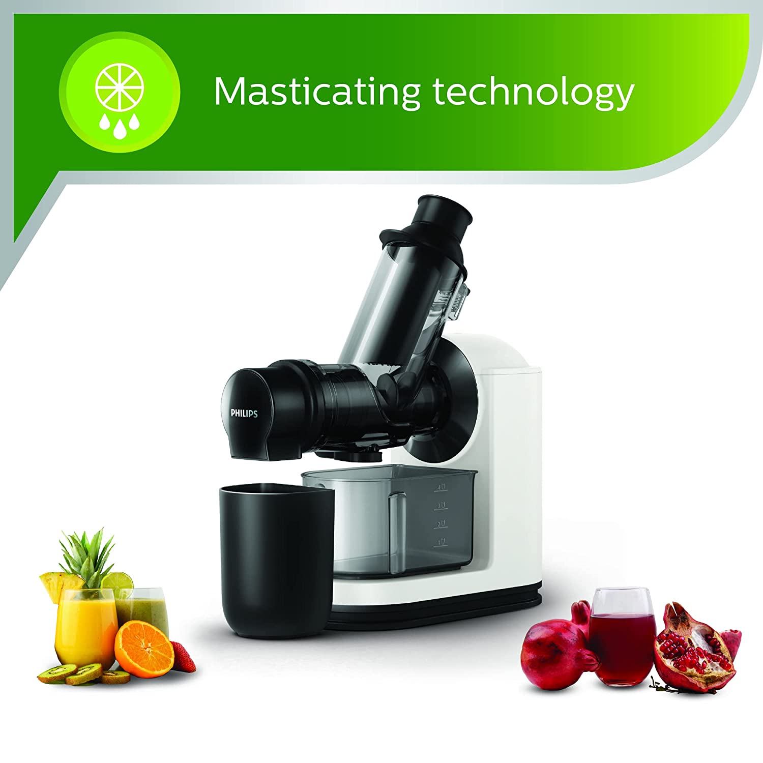PHILIPS Viva Collection 150 Watt 1 Jar Masticating Juicer (100 RPM, QuickClean Technology, Black/White) PHILIPS Viva Collection 150 Watt 1 Jar Masticating Juicer (100 RPM, QuickClean Technology, Black/White)_16