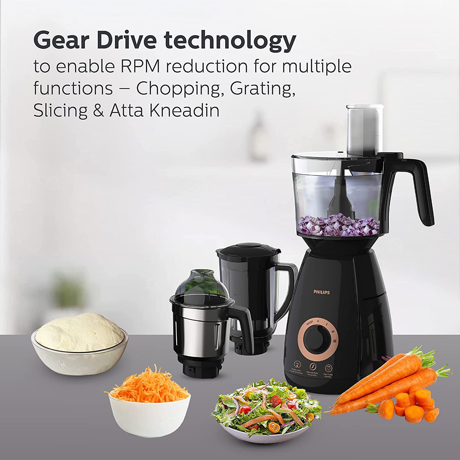 PHILIPS Avance Collection 750 Watt 4 Jars Mixer Grinder (20000 RPM, Gear Drive Technology, Black) PHILIPS Avance Collection 750 Watt 4 Jars Mixer Grinder (20000 RPM, Gear Drive Technology, Black)_18