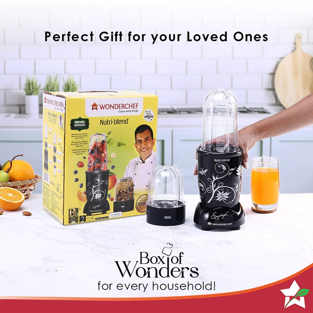WONDERCHEF Nutri-Blend 400 Watt 2 Jars Mixer Grinder Blender (22000 RPM, Specialised Functions, Black)_19