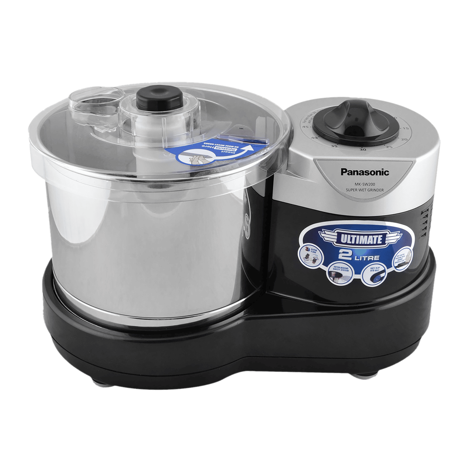 Panasonic Ultimate 2 Litres 2 Stones Wet Grinder (Shock Proof, Black)_1
