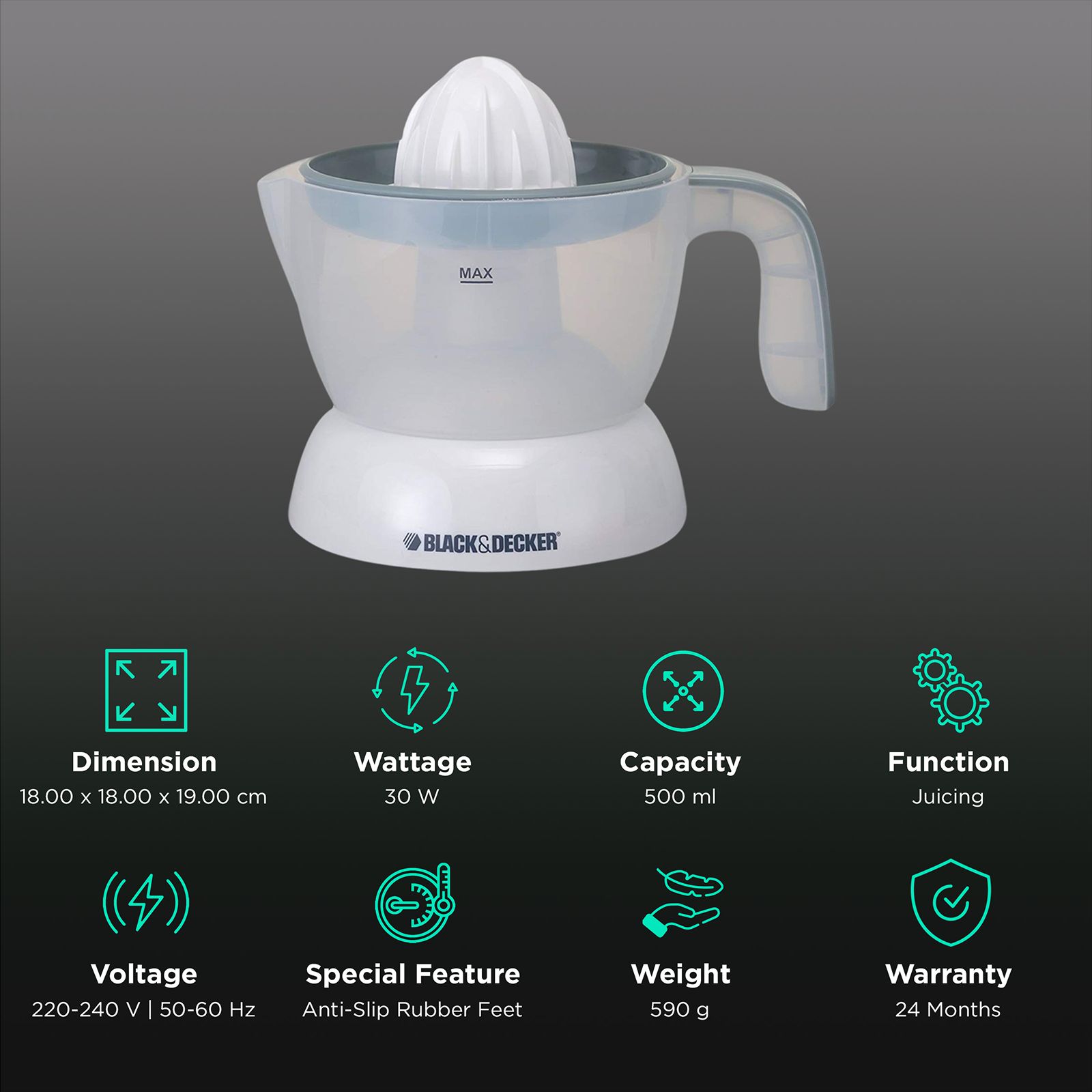 BLACK&DECKER 30 Watt Citrus Juicer (Two Way Spin, White) BLACK&DECKER 30 Watt Citrus Juicer (Two Way Spin, White)_2
