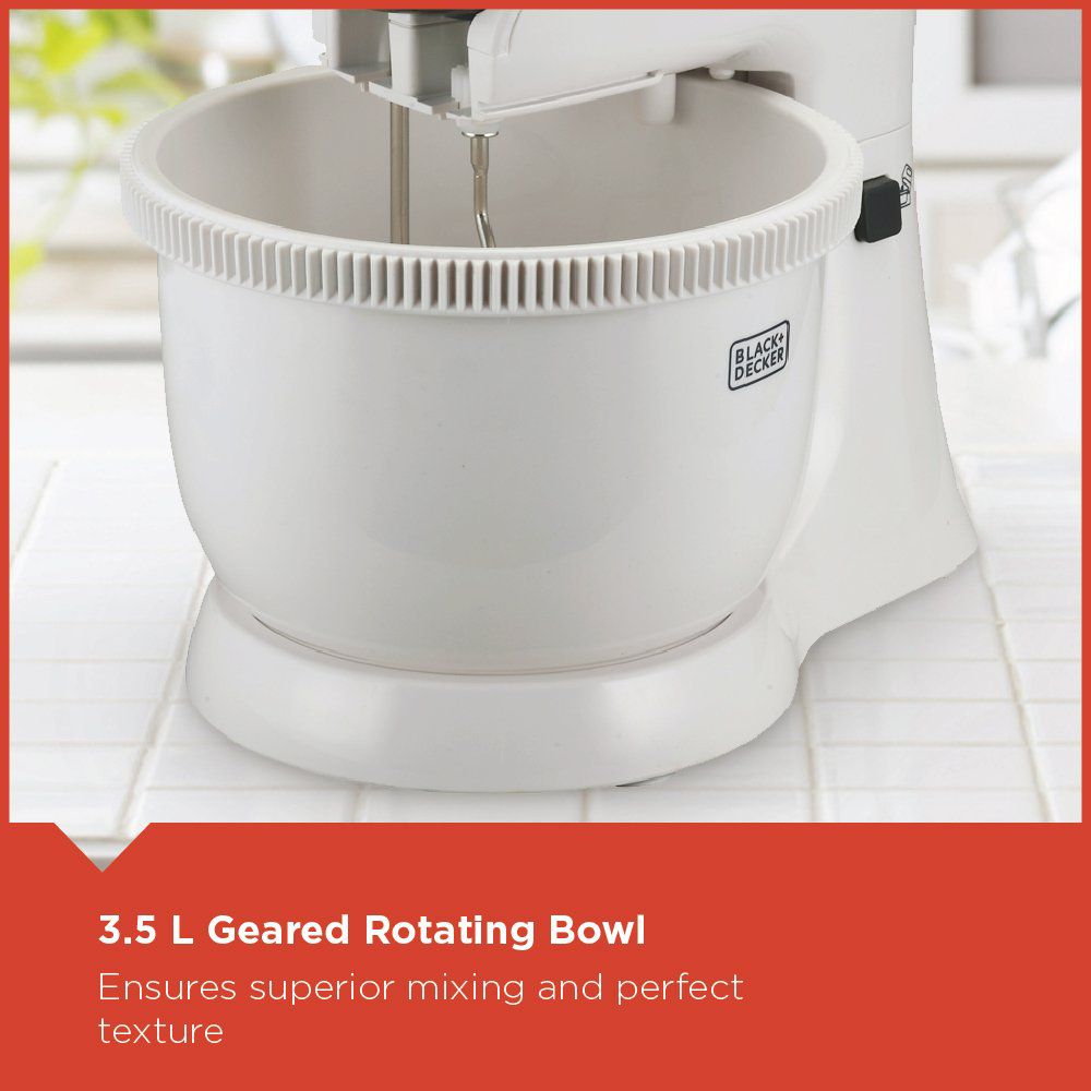 BLACK+DECKER M700 300 Watt 5 Speed Stand Mixer (Single Motor, White)_16