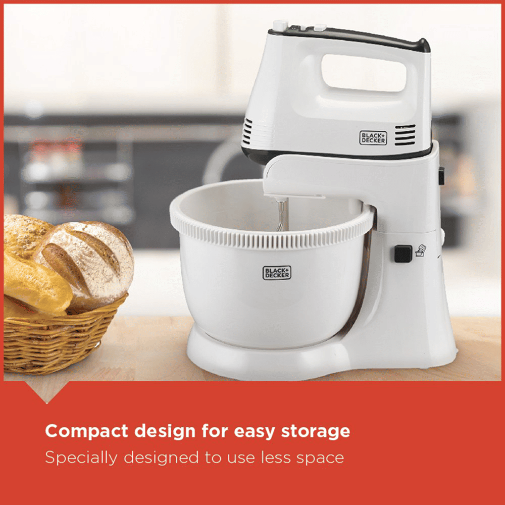 BLACK+DECKER M700 300 Watt 5 Speed Stand Mixer (Single Motor, White)_18