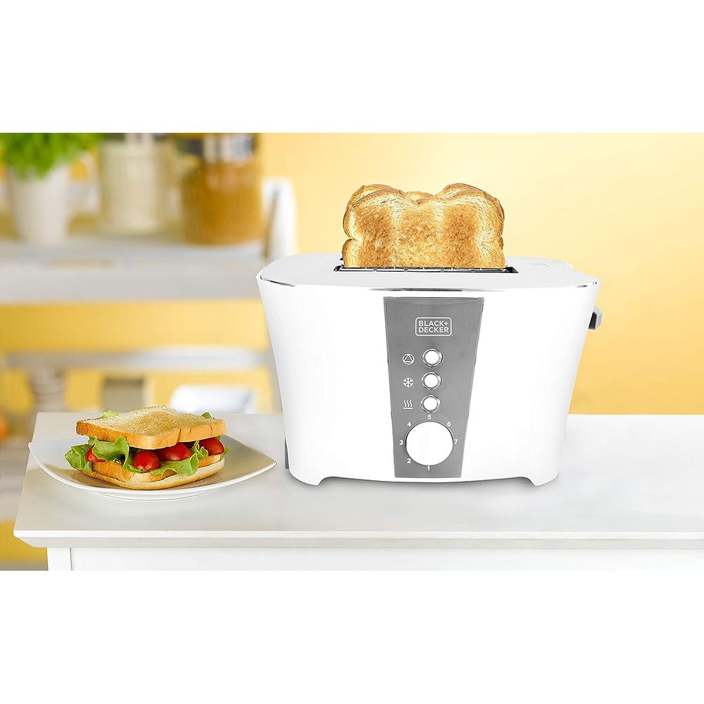 BLACK+DECKER ET122 800W 2 Slice Pop-Up Toaster with Removable Crumb Tray (White)_14