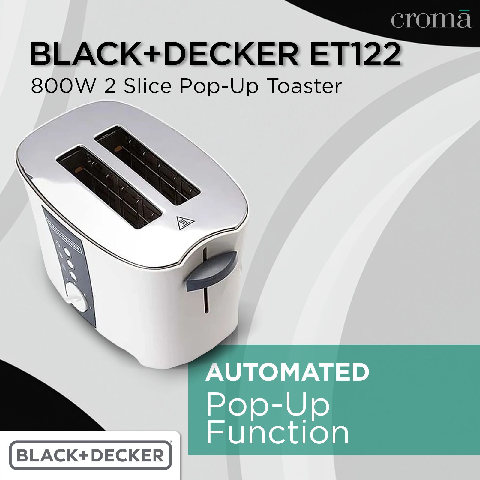 BLACK+DECKER ET122 800W 2 Slice Pop-Up Toaster with Removable Crumb Tray (White)_18