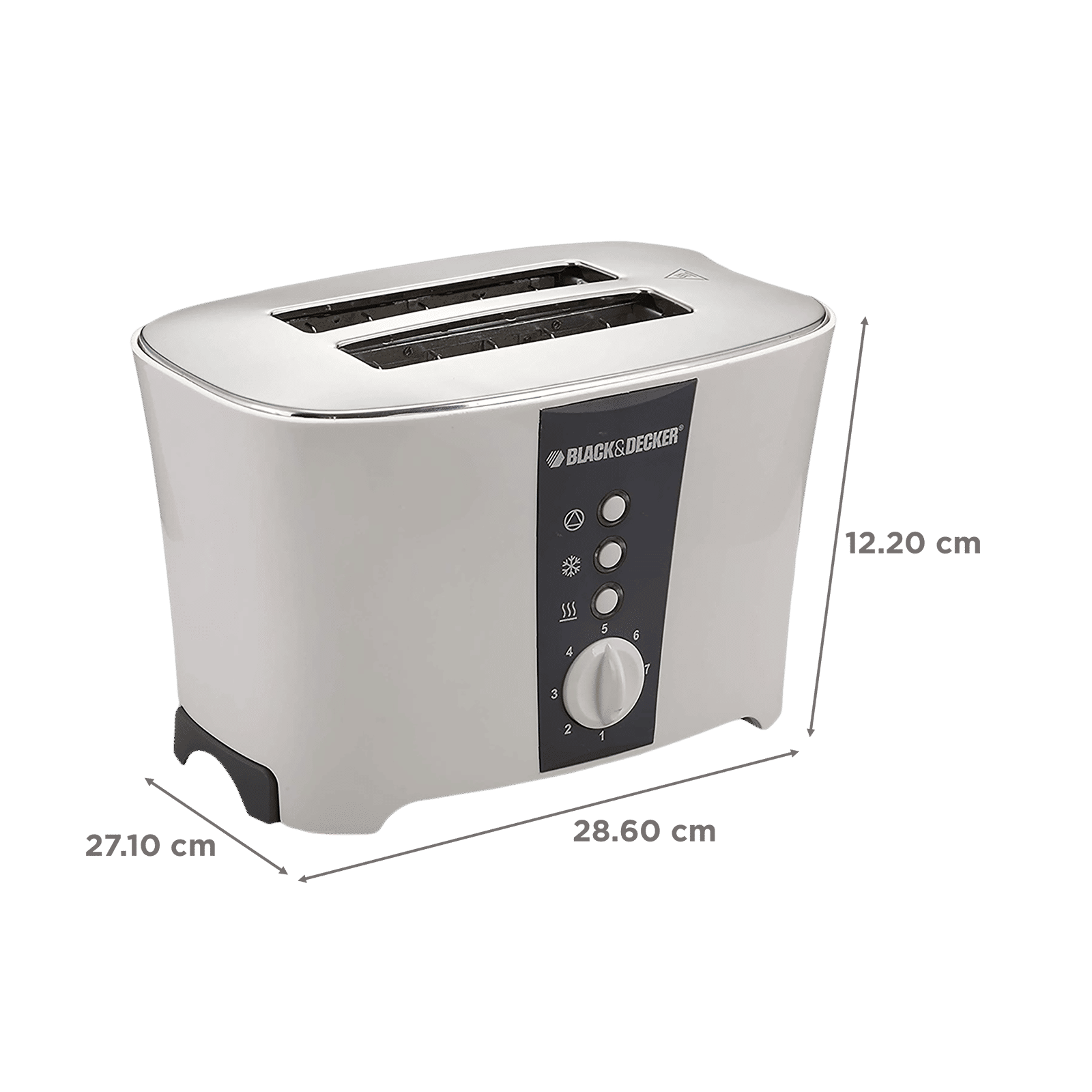 BLACK+DECKER ET122 800W 2 Slice Pop-Up Toaster with Removable Crumb Tray (White)_2