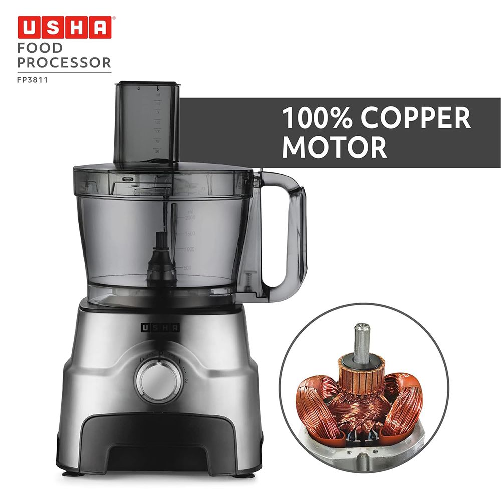 USHA FP 3811 1000 Watt Food Processor with 6 Blades (Black & Silver)_16