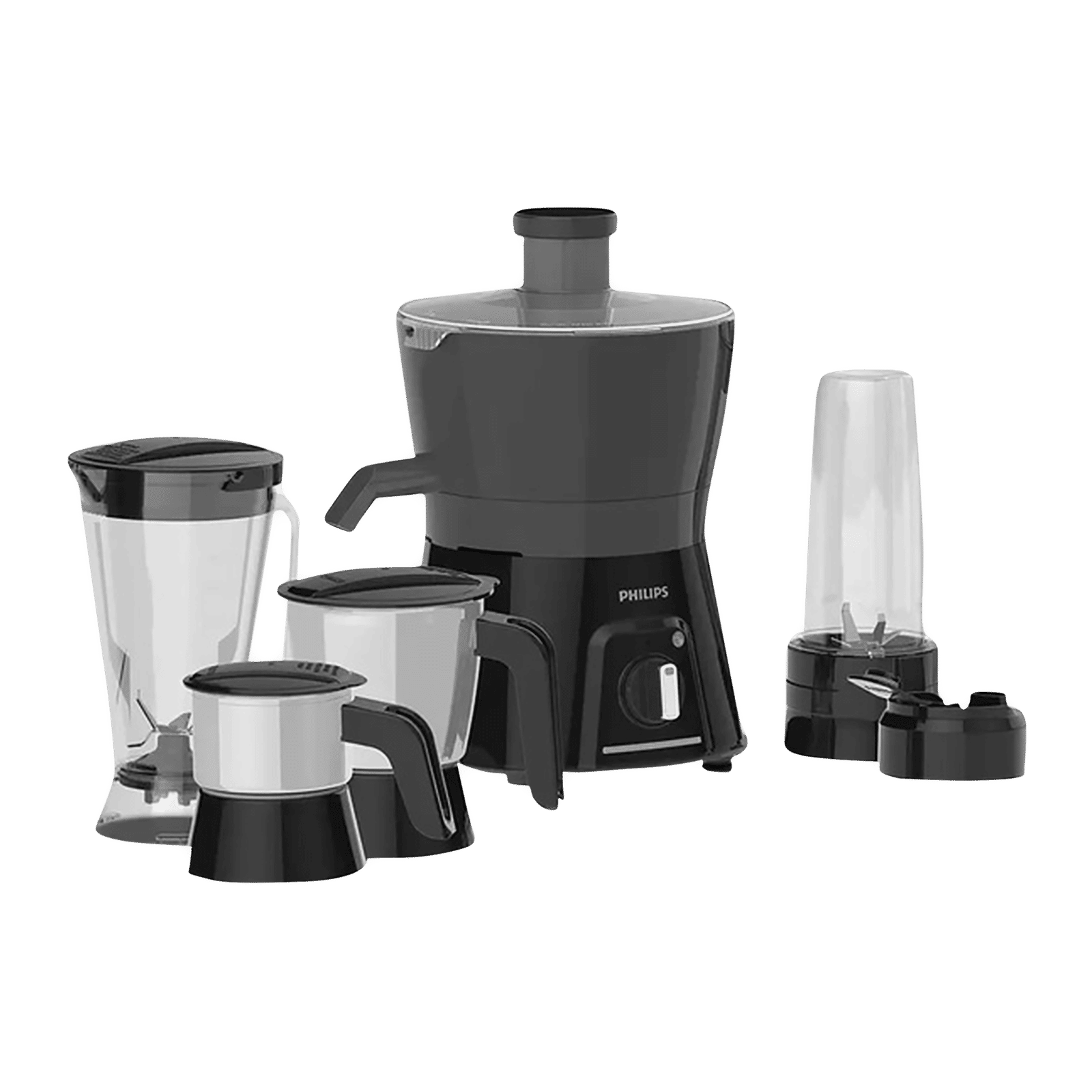 PHILIPS Viva Collection 600 Watt 4 Jars Juicer Mixer Grinder (20000 RPM, Overload Protection, Carbon Black & Cashmere Grey)_1