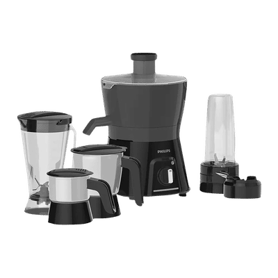 PHILIPS Viva Collection 600 Watt 4 Jars Juicer Mixer Grinder (20000 RPM, Overload Protection, Carbon Black & Cashmere Grey)