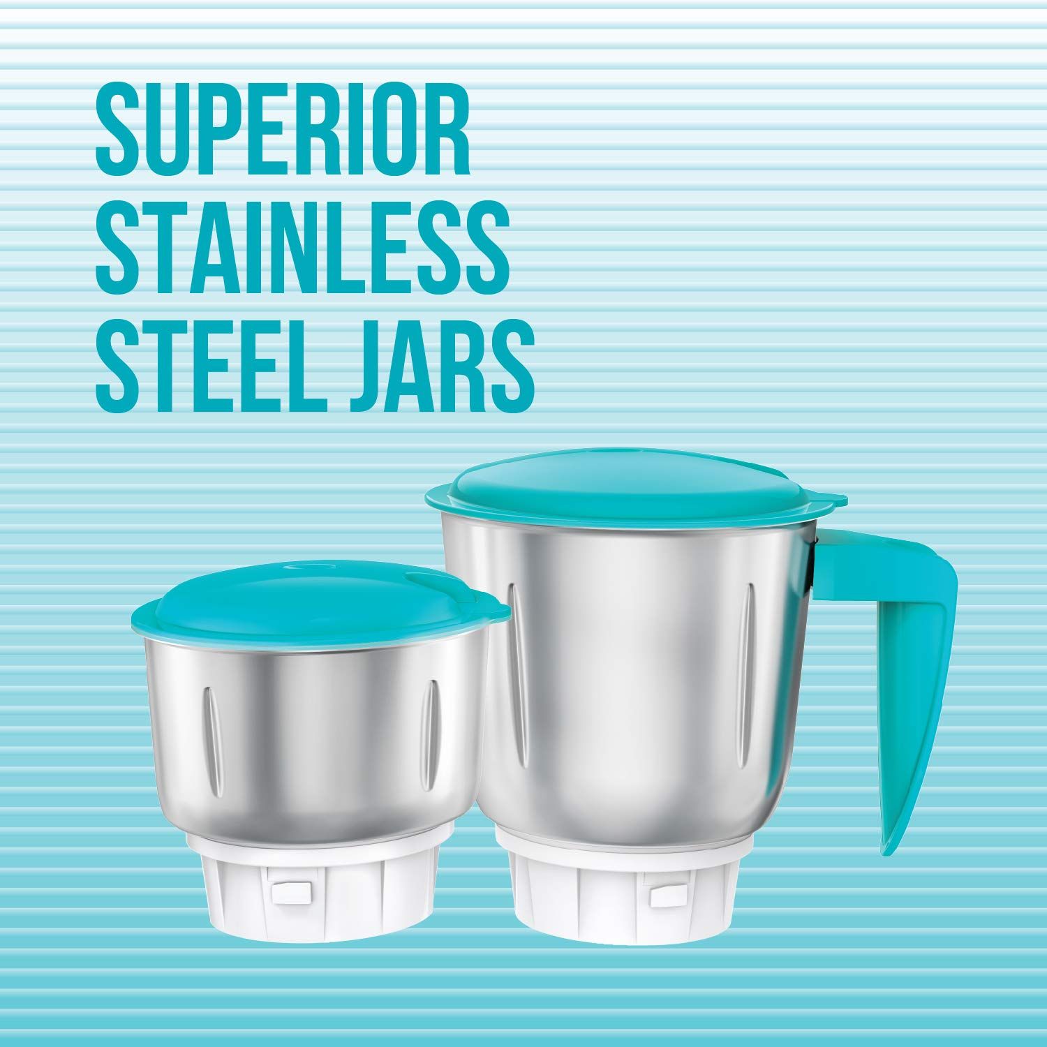 HAVELLS Aspro 500 Watt 3 Jars Mixer Grinder (21000 RPM, Motor Cooling Technology, White/Light Blue)_9
