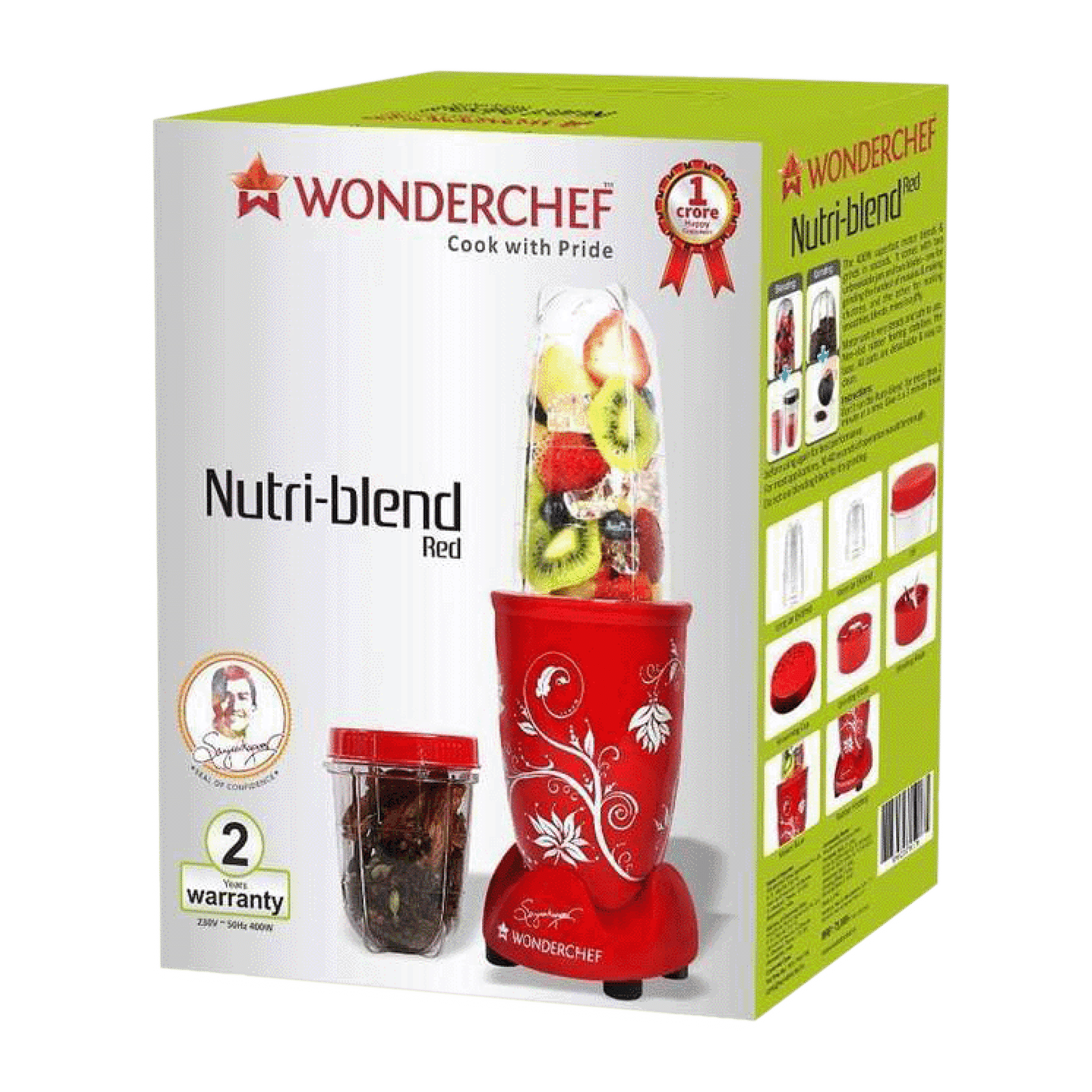 WONDERCHEF Nutri-Blend 400 Watt 2 Jars Mixer Grinder Blender (22000 RPM, All-In-One System, Red)_14