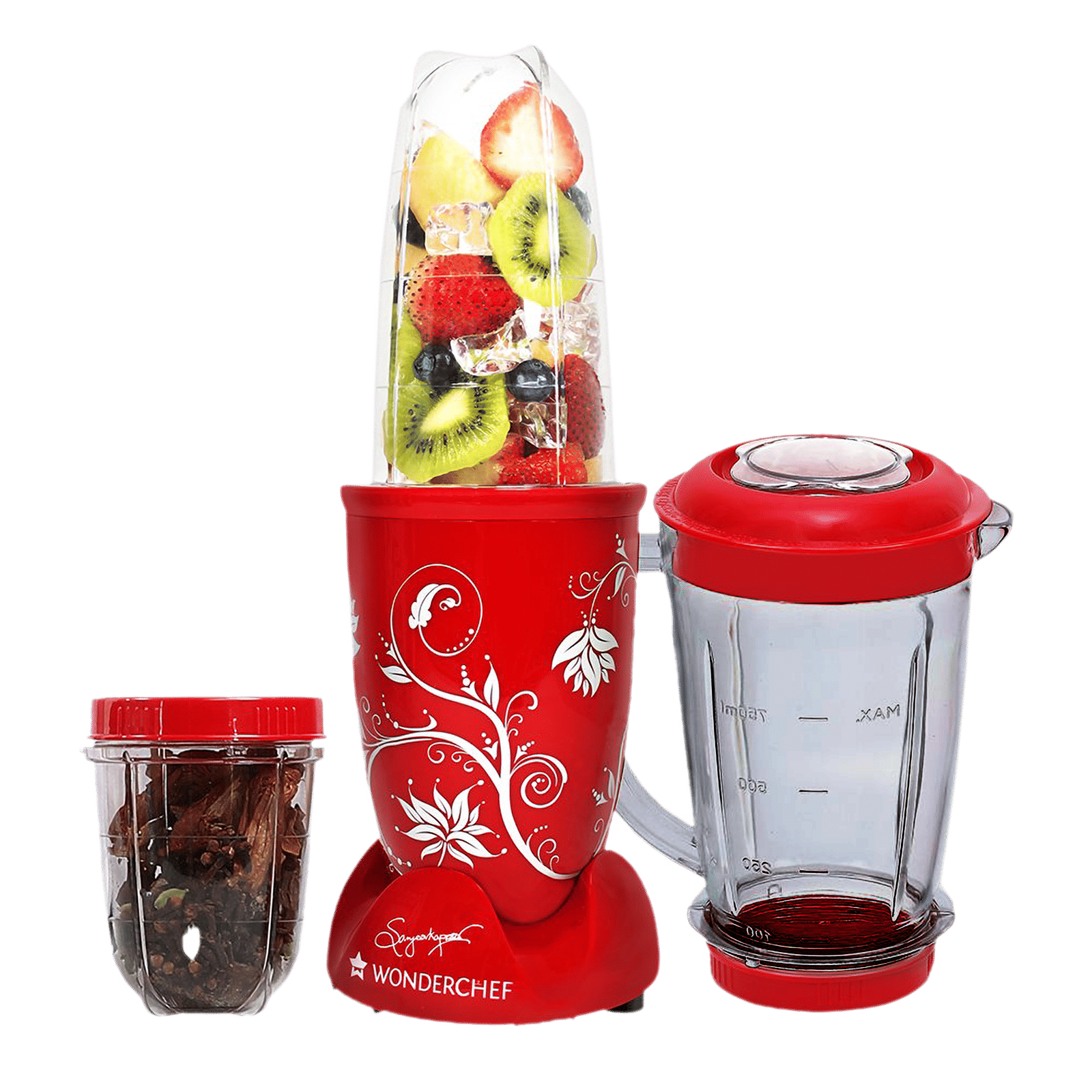 WONDERCHEF Nutri-Blend 400 Watt 3 Jars Mixer Grinder Blender (22000 RPM, Anti-Rust Blades, Red)_1
