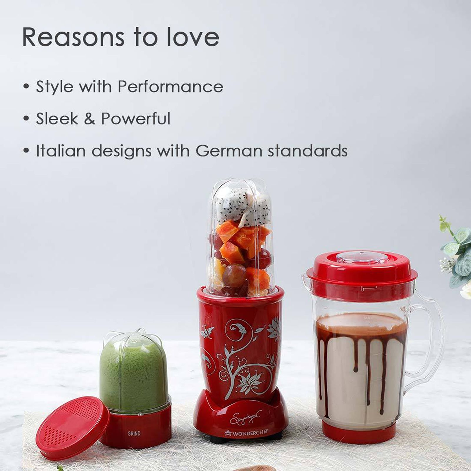 WONDERCHEF Nutri-Blend 400 Watt 3 Jars Mixer Grinder Blender (22000 RPM, Anti-Rust Blades, Red)_18