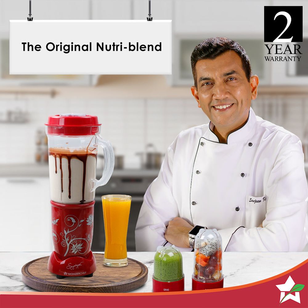 WONDERCHEF Nutri-Blend 400 Watt 3 Jars Mixer Grinder Blender (22000 RPM, Anti-Rust Blades, Red)_8