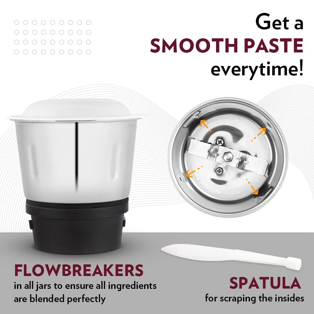 BOROSIL Star 500 Watt 3 Jars Mixer Grinder (20000 RPM, Pure Turbo motor, Maroon)_16