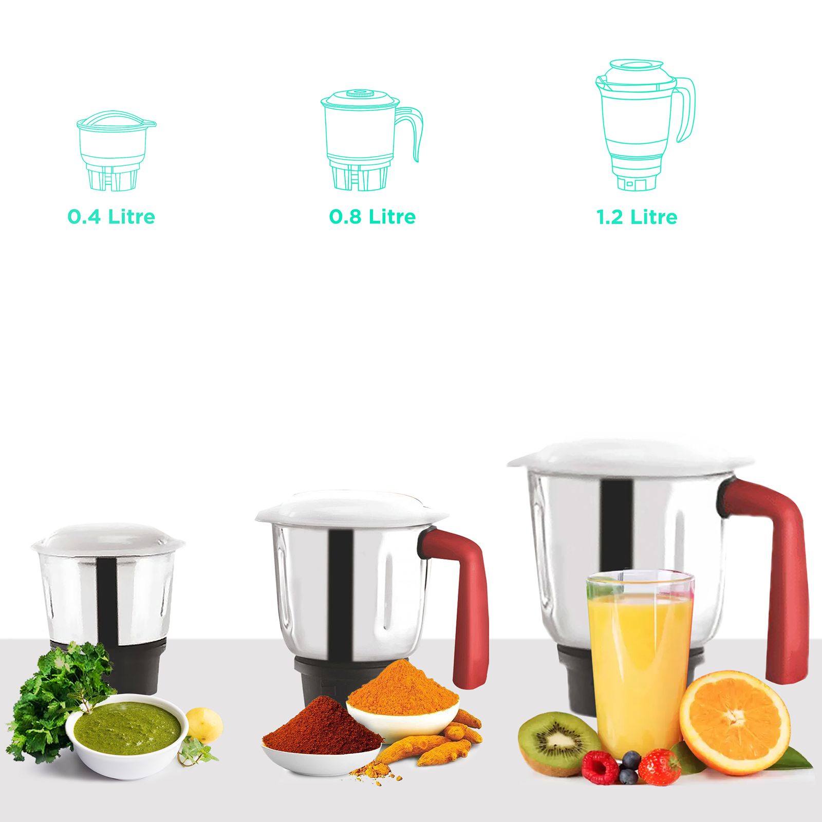 BOROSIL Star 500 Watt 3 Jars Mixer Grinder (20000 RPM, Pure Turbo motor, Maroon)_4
