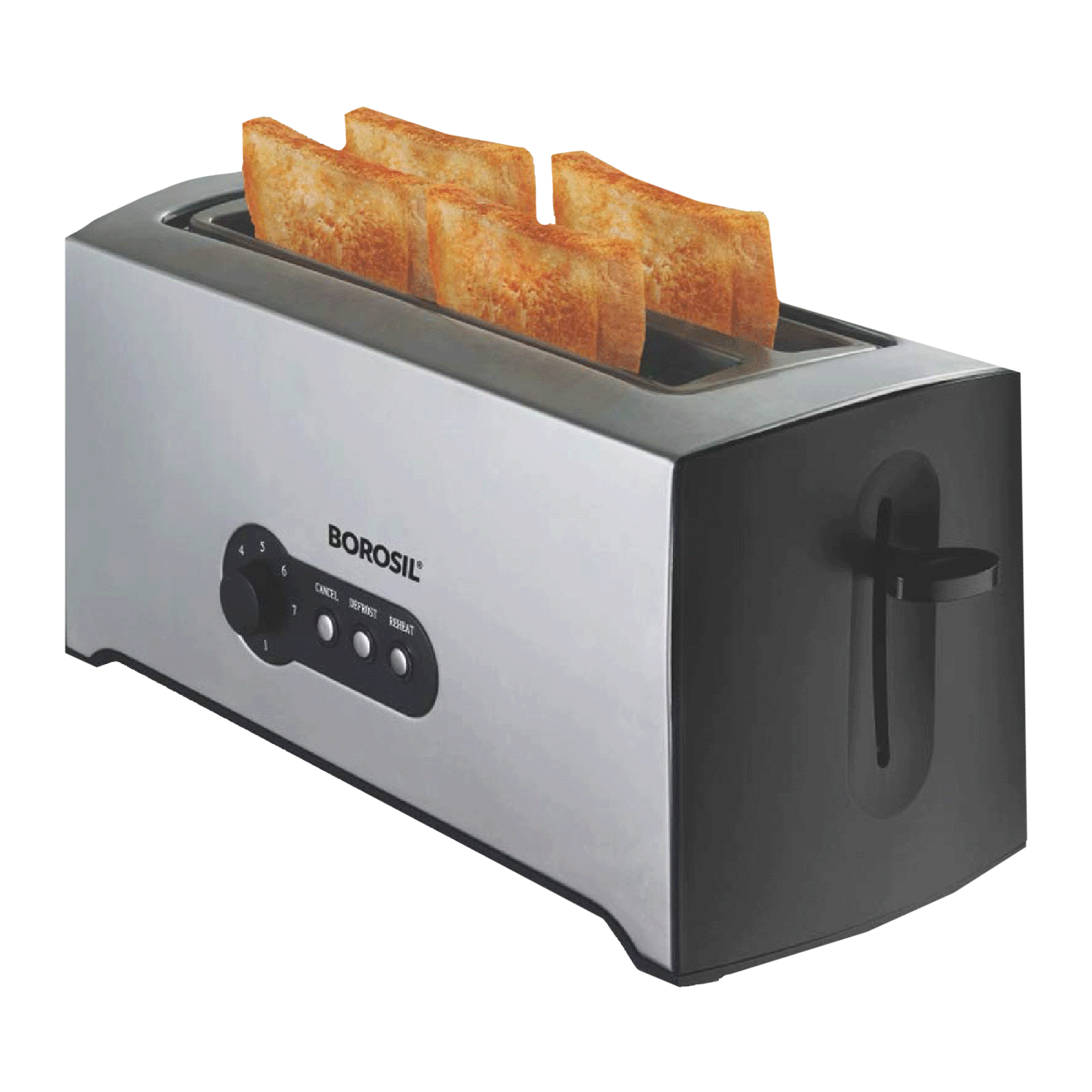 BOROSIL Krispy 1500W 4 Slice Pop-Up Toaster with Temperature Control (Silver)_1