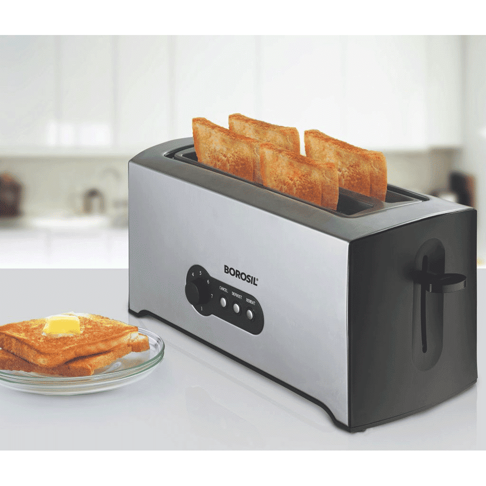 BOROSIL Krispy 1500W 4 Slice Pop-Up Toaster with Temperature Control (Silver)_7
