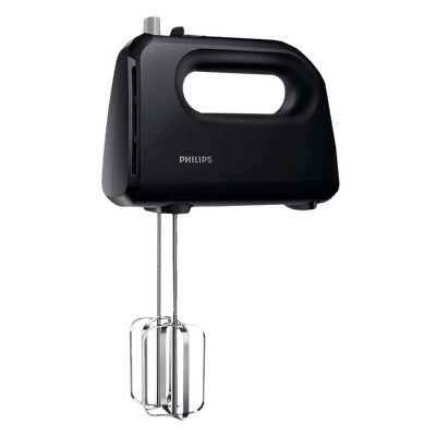 PHILIPS Daily Collection 300 Watt 5 Speed Hand Mixer with 4 Attachments (Non-Slip Grip, Black)