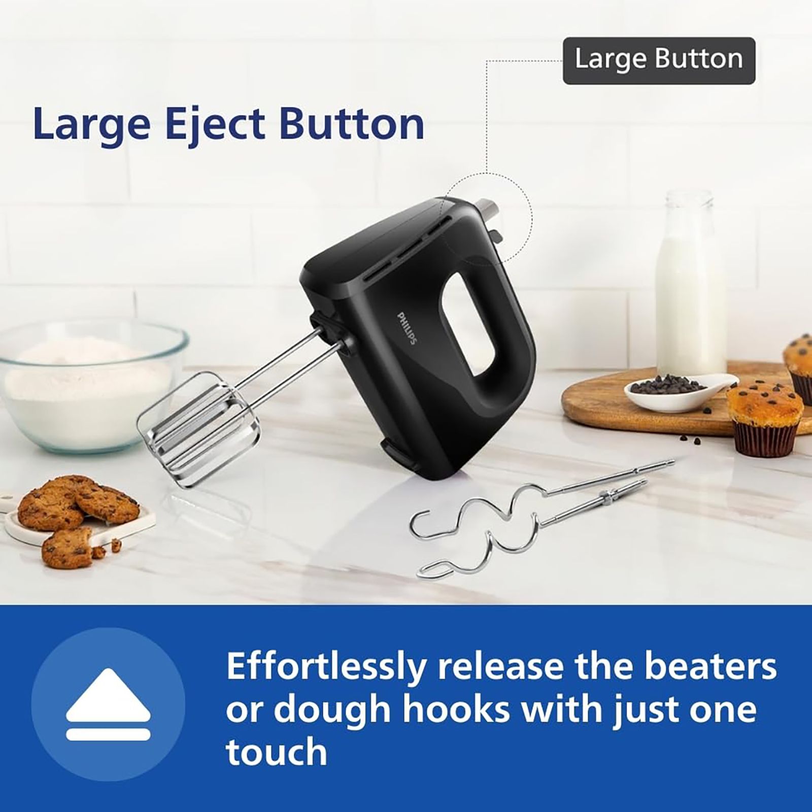 PHILIPS Daily Collection 300 Watt 5 Speed Hand Mixer with 4 Attachments (Non-Slip Grip, Black)_17