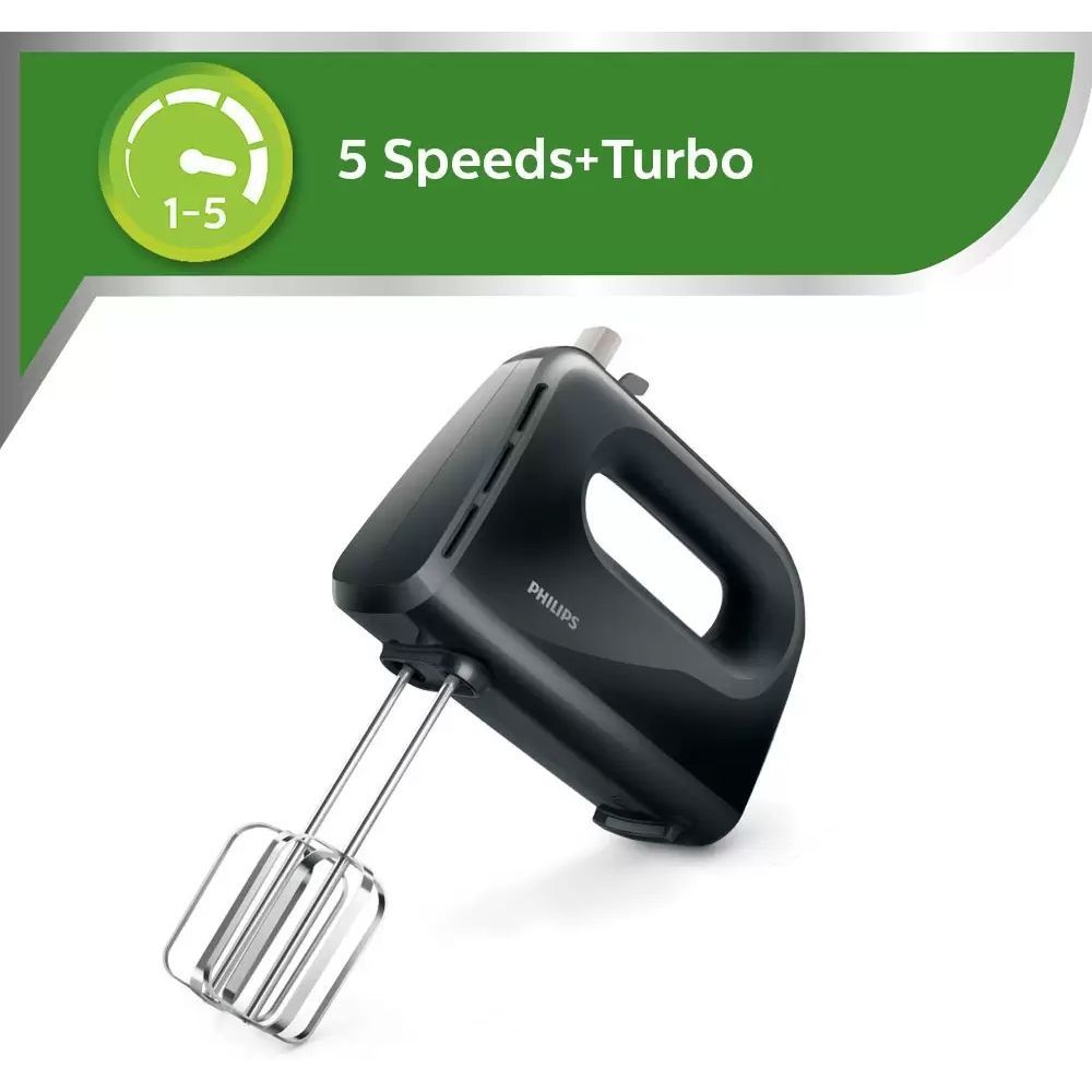PHILIPS Daily Collection 300 Watt 5 Speed Hand Mixer with 4 Attachments (Non-Slip Grip, Black)_18