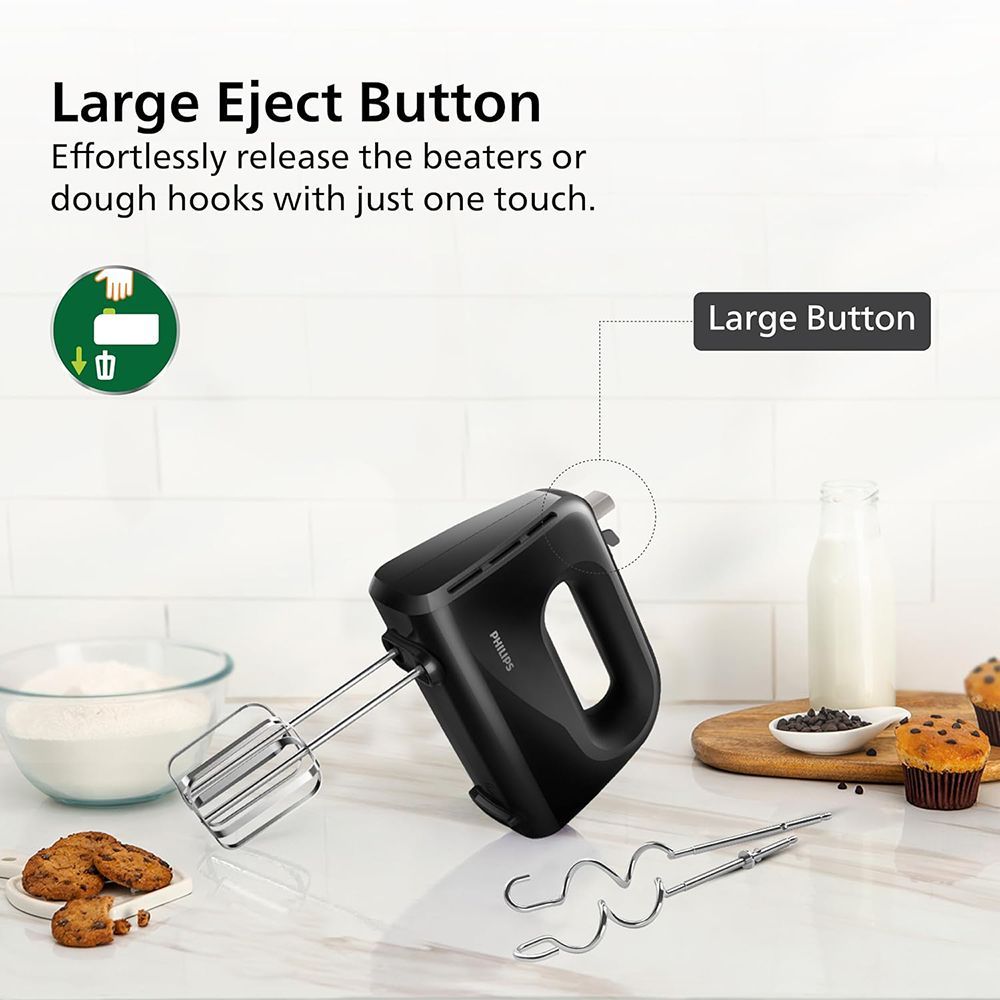 PHILIPS Daily Collection 300 Watt 5 Speed Hand Mixer with 4 Attachments (Non-Slip Grip, Black)_21
