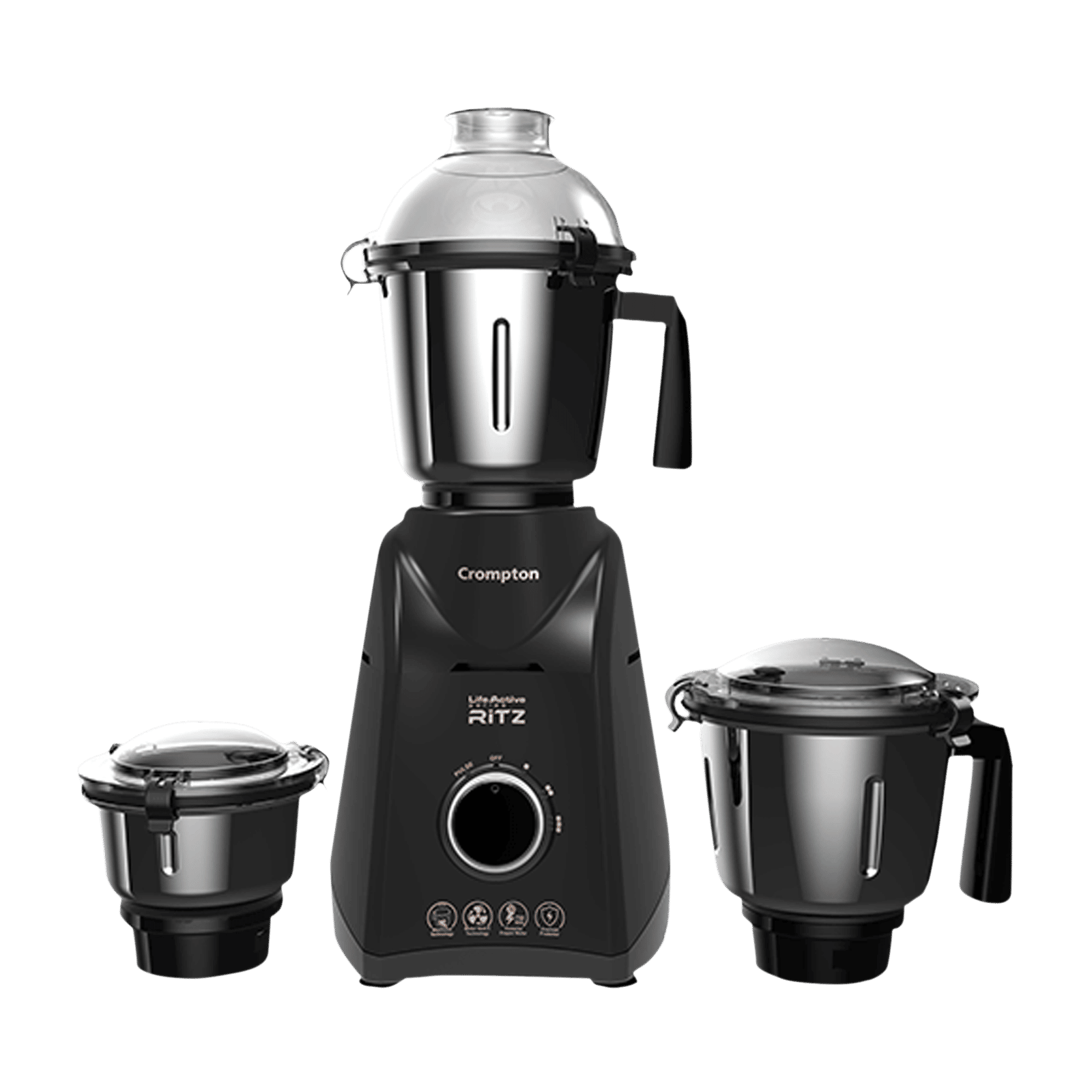 Crompton Ritz 750 Watt 3 Jars Mixer Grinder (MaxiGrind Technology, Black) Crompton Ritz 750 Watt 3 Jars Mixer Grinder (MaxiGrind Technology, Black)_1