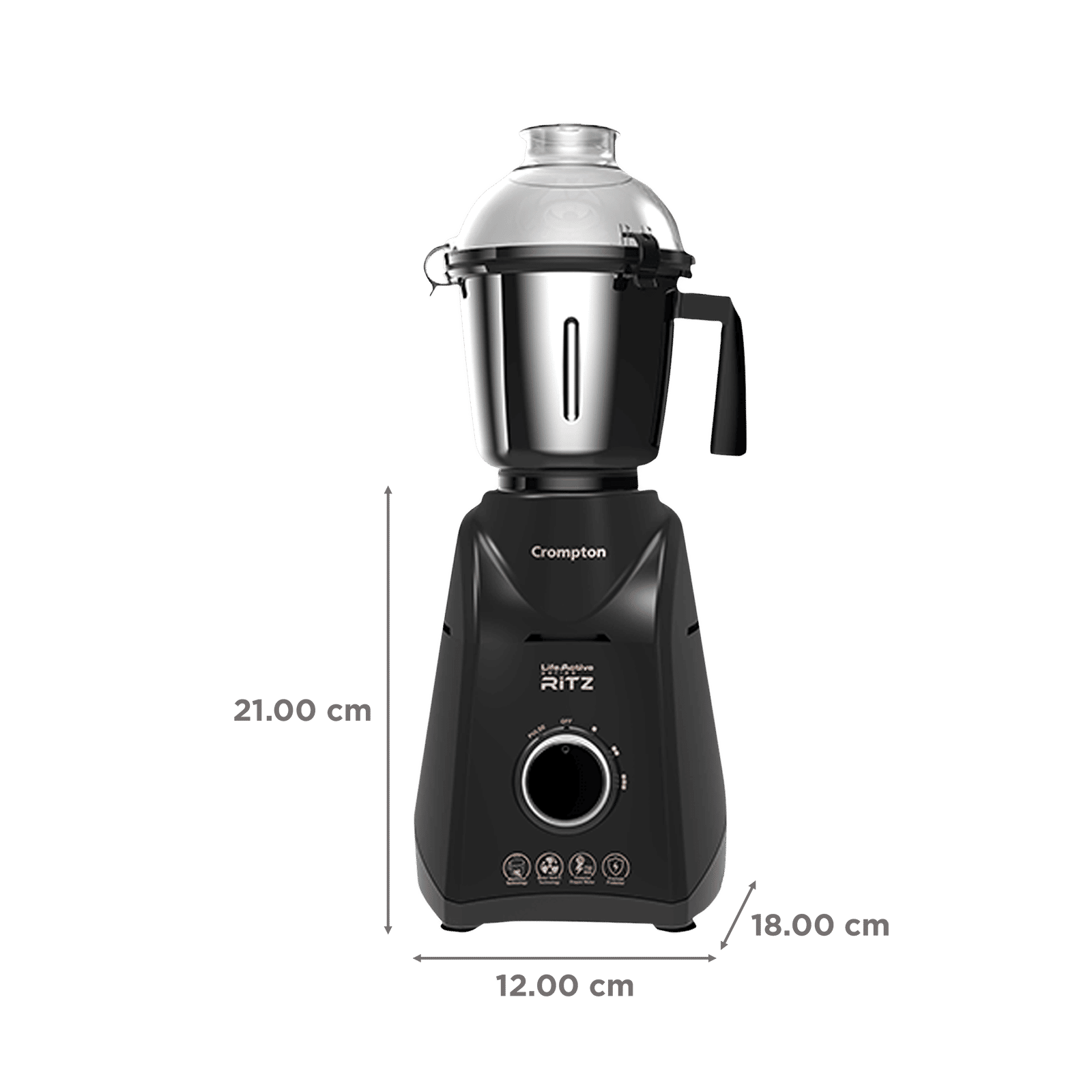 Crompton Ritz 750 Watt 3 Jars Mixer Grinder (MaxiGrind Technology, Black) Crompton Ritz 750 Watt 3 Jars Mixer Grinder (MaxiGrind Technology, Black)_3